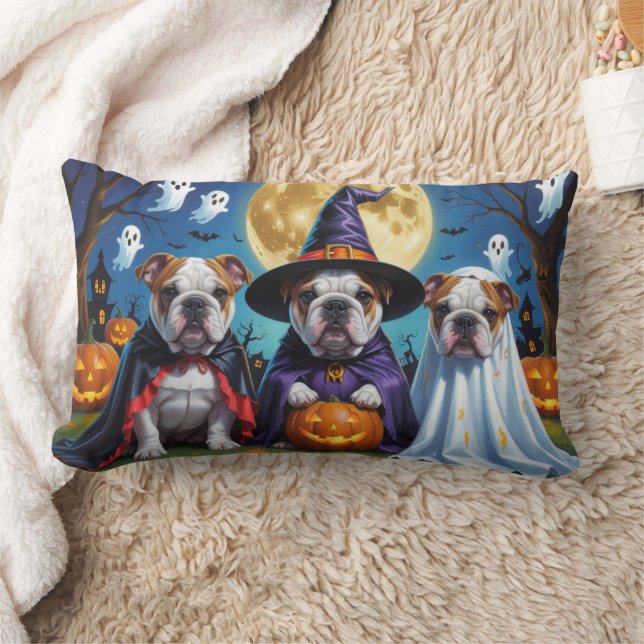 Bulldogs Pumpkin Halloween Grappig Kussen (Deken)