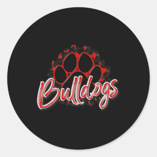 Bulldogs Red Black Cheetah School Sports Fan Team Ronde Sticker