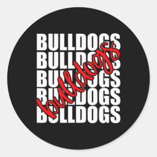 Bulldogs Red School Sports Fan Team Spirit Ronde Sticker