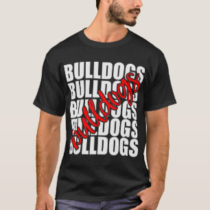 Bulldogs Red School Sports Fan Team Spirit T-shirt