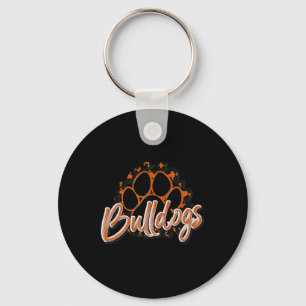 Bulldogs Sinaasappel Zwart Cheetah School Sport Fa Sleutelhanger
