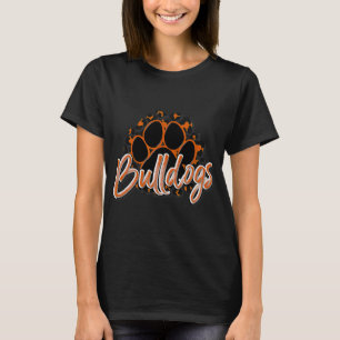 Bulldogs Sinaasappel Zwart Cheetah School Sport Fa T-shirt