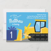 Bulldozer 1er anniversaire Invitations (Devant)