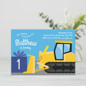 Bulldozer 1er anniversaire Invitations (Debout devant)