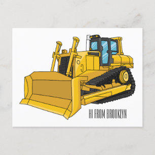 Bulldozer cartoon-illustratie briefkaart