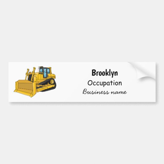 Bulldozer cartoon-illustratie bumpersticker (Voorkant)
