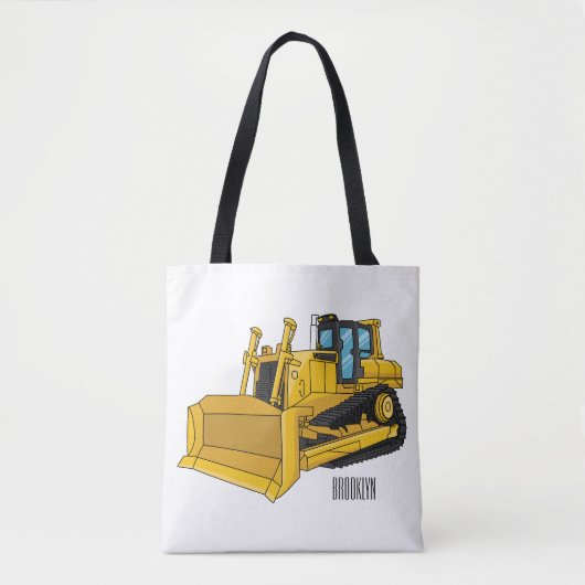 Bulldozer cartoon-illustratie draagtas (Voorkant)