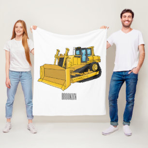 Bulldozer cartoon-illustratie fleece deken