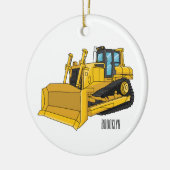 Bulldozer cartoon-illustratie keramisch ornament (Links)