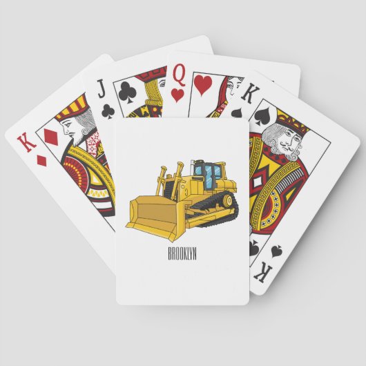 Bulldozer cartoon-illustratie pokerkaarten (Achterkant)
