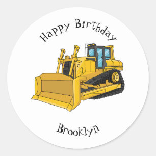 Bulldozer cartoon-illustratie ronde sticker