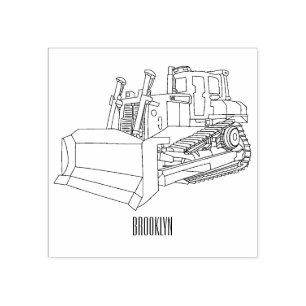Bulldozer cartoon-illustratie rubberstempel
