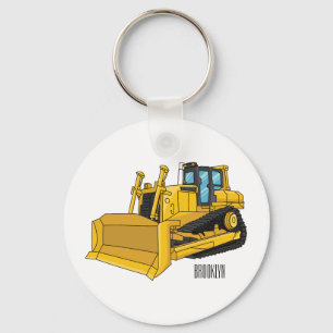 Bulldozer cartoon-illustratie sleutelhanger