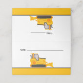 Bulldozer Construction Birthday Place Card (Buitenkant ongevouwen)