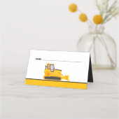 Bulldozer Construction Birthday Place Card (Voorkant)