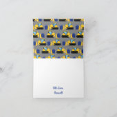 Bulldozer Cute 1st Birthday Party Construction Kaart (Binnen)