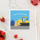 Bulldozer Cute 1st Birthday Party Construction Servet (Insitu)