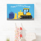Bulldozer Cute 1st Birthday Party Construction Spandoek (Insitu)