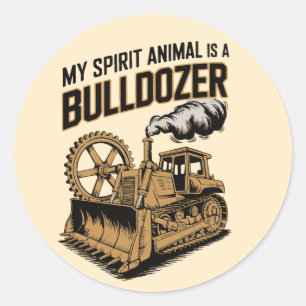 Bulldozer Geest Vintage Minimalistische Motivatie Ronde Sticker