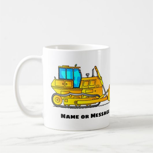Bulldozer-Mok, excavator-Mokken, bouwthema Koffiemok (Links)