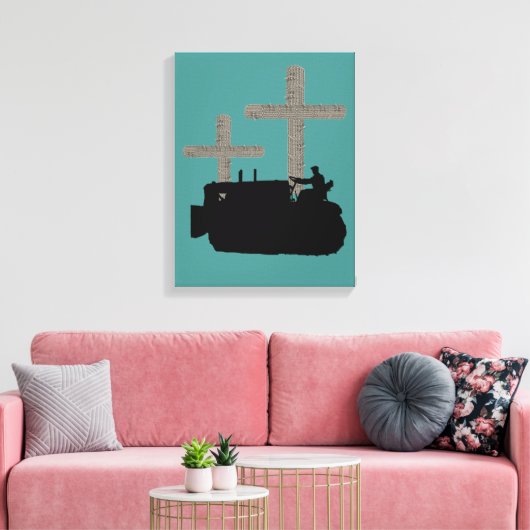 Bulldozer Operating Engineer Christelijk Cross Canvas Afdruk (Insitu (Woonkamer))