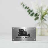 Bulldozer Plant Operator Faux Metal Construction Visitekaartje (Staand voorkant)