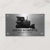 Bulldozer Plant Operator Faux Metal Construction Visitekaartje (Voorkant)
