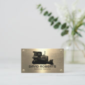 Bulldozer Plant Operator Gold Metal Construction Visitekaartje (Staand voorkant)