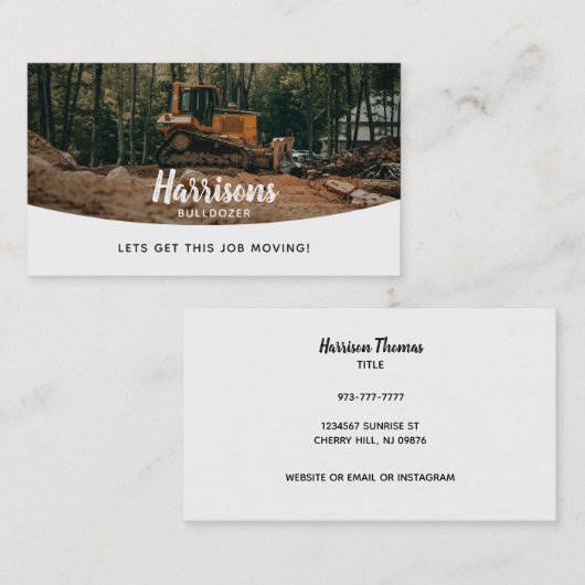 BullDozer Slogans Carte de visite (Devant / Derrière)