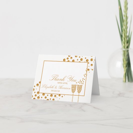 Bulle de Champagne Doré Mariage Merci (Devant)