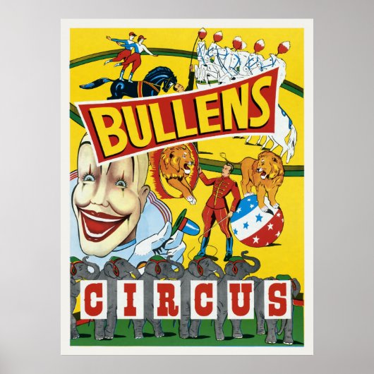 Bullens Circus Vintage Poster 1930s (Voorkant)