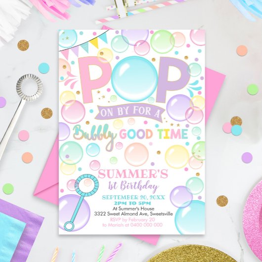 Bulles Anniversaire Invitation Pop Anniversaire