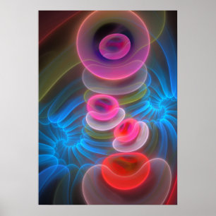 Bulles au néon, affiche abstraite artistique