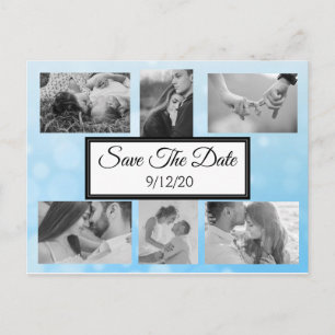 Bulles bleues Photo Enregistrer la date Carte post