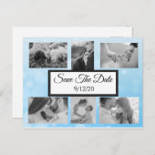 Bulles bleues Photo Enregistrer la date Carte post (Devant / Derrière)