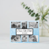 Bulles bleues Photo Enregistrer la date Carte post (Debout devant)