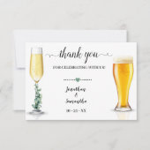 Bulles & Brews Douche Mariage plat Carte de remerc (Devant)