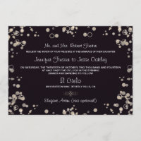 Bulles de Champagne - Invitation en noir et ivoire