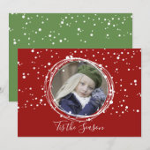 Bulles de neige Noël Carte photo de couronne (Devant / Derrière)