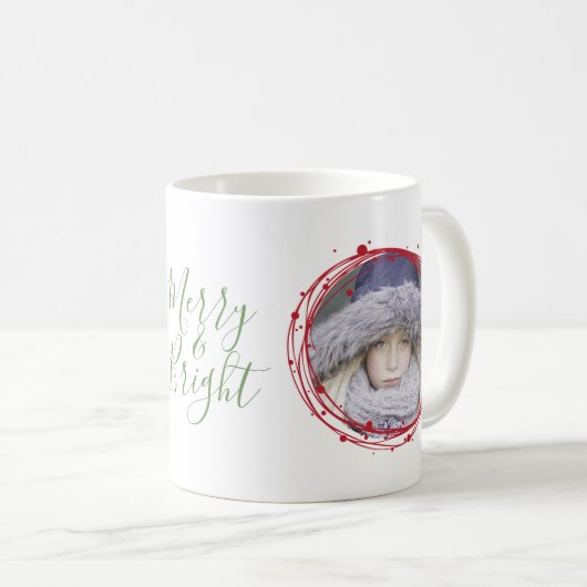 Bulles de neige Noël Wreath Fête Café Mug (Devant droit)