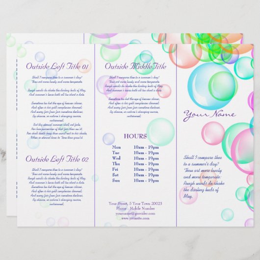 Bulles de savon Brochure triplée - Feuille de papi (Devant / Derrière)