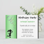 Bulles de souffle vert Invitations d'anniversaire (Debout devant)