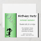 Bulles de souffle vert Invitations d'anniversaire (Devant / Derrière)