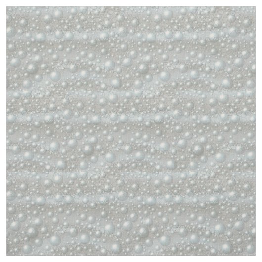 Bulles et tissu blanc bleu argenté de perles (Échantillon)