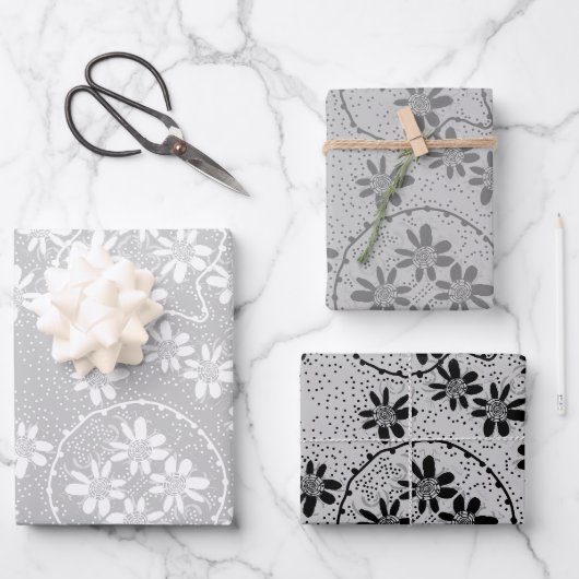 Bulles florales Polka Dot 6 Feuilles plats en papi (Recto)