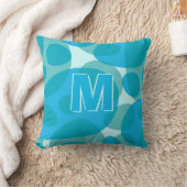 Bulles ovales modernes Aqua Blue Monogram Coussin (Couverture)