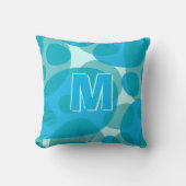 Bulles ovales modernes Aqua Blue Monogram Coussin (Recto)