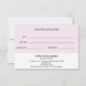 *~* Bulles Pastel Carte cadeau de BEAUTÉ tendance (Dos)