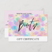 *~* Bulles Pastel Carte cadeau de BEAUTÉ tendance (Devant / Derrière)