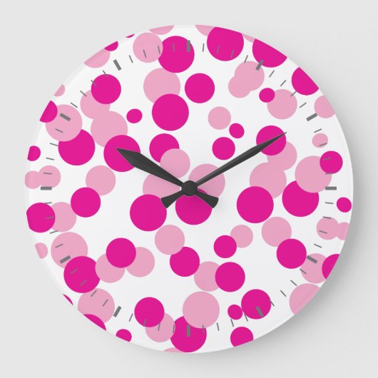 Bulles roses Confetti Motif Horloge murale (Recto)